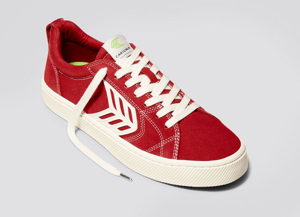 Baskets Cariuma Catiba Samba Red Contrast/Ivory Logo Homme | SLE-89474492