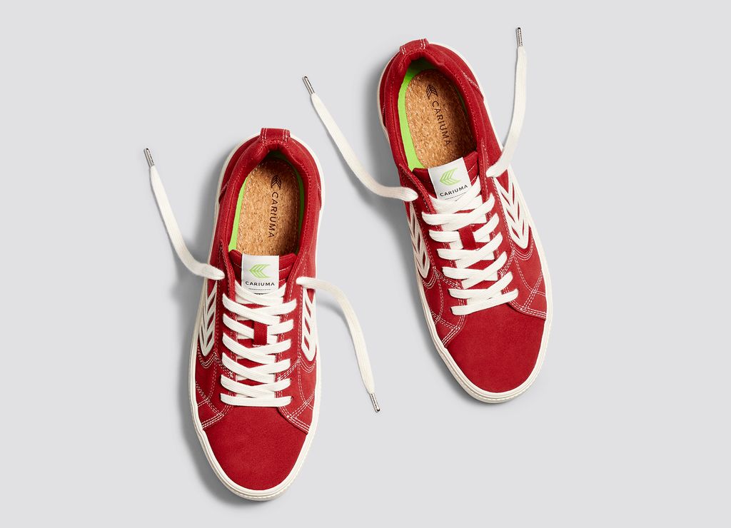 Baskets Cariuma Catiba Samba Red Contrast/Ivory Logo Homme | SLE-89474492